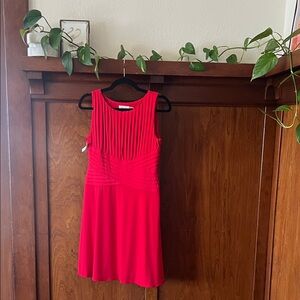 Calvin Klein Red Casual Pleated Detail Dress